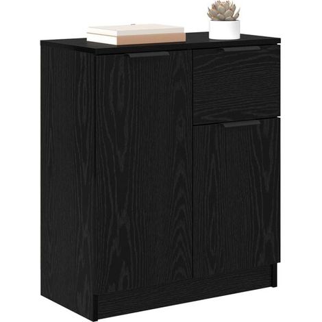 Buffet de Cuisine en Bois d'Ingénierie 60x30x70 cm, Meuble de Rangement Noir Chêne pour Salle à Manger et Salon (1/5)