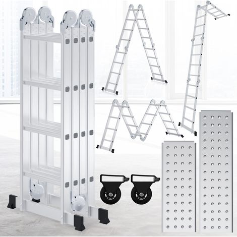 Swanew – Échelle télescopique 4x4 470cm – Charge max 150kg – Aluminium résistant – Pieds antidérapants – Pliable et mobile (1/5)
