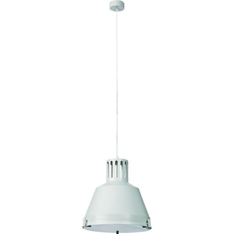 Hängeleuchte E27 Weiß Metall Glas Industrie Design Hängelampe
