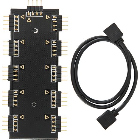 Contrôleur Hub RGB 1‑10 pour Ventilateurs PC, Gestionnaire d'Éclairage ARGB 12V, Hub de Refroidissement pour Boîtier et CPU