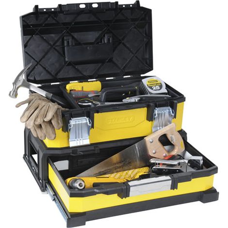 Stanley – Boîte à outils métal-plastique 20 pouces avec tiroir – Construction robuste – Compartiment verrouillable – Poignée ergonomique bimatière (1/10)