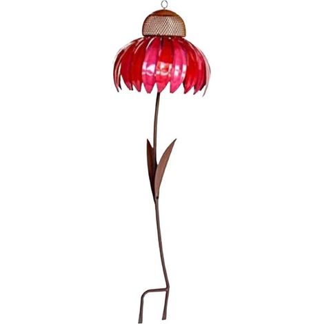 Mangeoire coneflower – fer – poteau fleur – oiseaux sauvages – art métal (1/5)