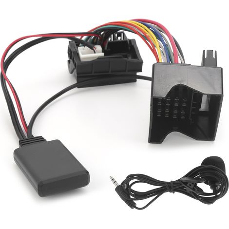 Adaptateur Bluetooth 5.0 AUX-IN - Câble Audio pour Autoradio - Compatible Citroen et Peugeot - Microphone Intégré - 12 V - Noir (1/5)