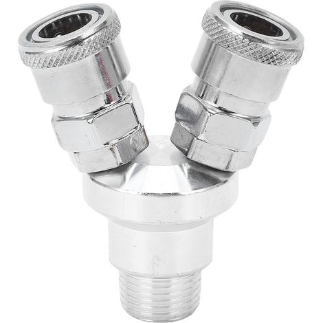 Raccord rapide à 2 voies, filetage G1/2, en acier au carbone chromé, répartiteur d'air rotatif, raccord pneumatique (1/5)