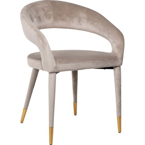 Fauteuil Gia avec accoudoir CHR - Taupe et pieds dorés (1/5)