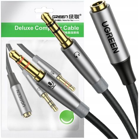 Câble répartiteur audio AUX UGREEN AV193 pour casque + microphone vers mini-jack 3,5 mm, 20 cm (gris)