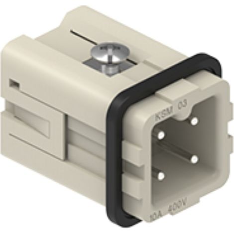 insert mâle - a lame de pression - 3 pôles + terre - 10a - 400v - gabarit 21.21 - ilme cksm03