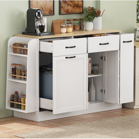 Credenza da cucina 133,5 x 40 x 86 cm in MDF bianco DESVIAE (1/5)