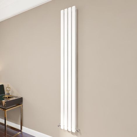 AICA Oval Column Radiator 1800x236mm Central Heating Vertical Double Stylish Grey White (1/5)