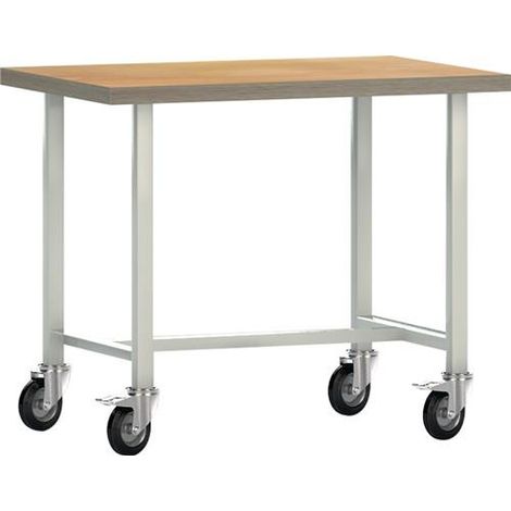 Werkbank B1000xT700xH840mm Buche Multiplex lichtgrau 4 Lenkrollen KLW-LUTZ (1/2)