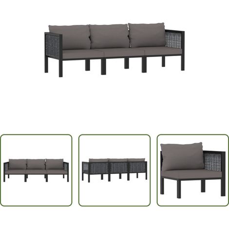 Canapé extérieur -  Canapé à 3 places avec coussins Anthracite Résine tressée (1/5)