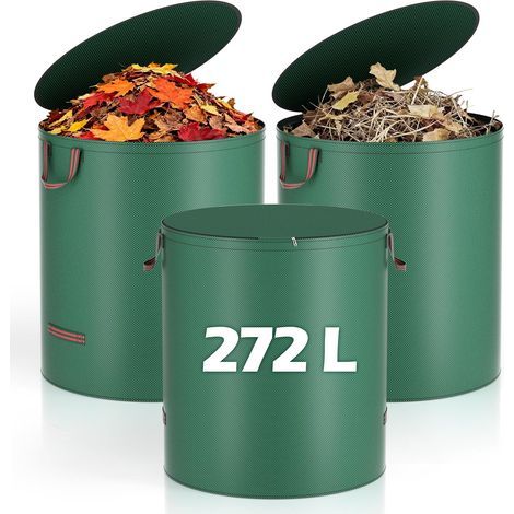 Gartensack, 3 x 272 Liter Grünschnittsäcke mit Deckel (1/5)