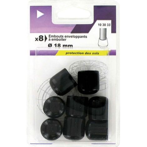 5 Tapones envolventes de plástico negro D.18mm Blíster de 8 - Vynex