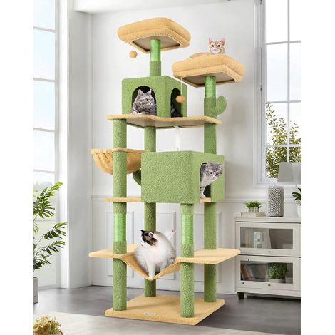 Arbre a Chat 195 cm Grand Niche 50CM Hamac pour 2 Gros Chats (1/5)