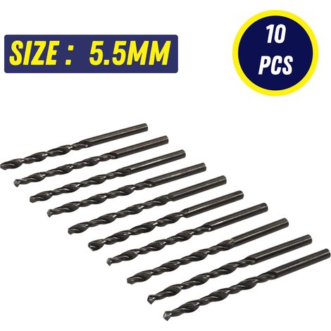 Dapetz ® 10Pcs x 5.5mm HSS Jobber Drill Bits, Black Twist Drill Bits for Stainless Steel Copper Aluminium Alloy Metal, Wood and Plastics DIN338 (1/5)