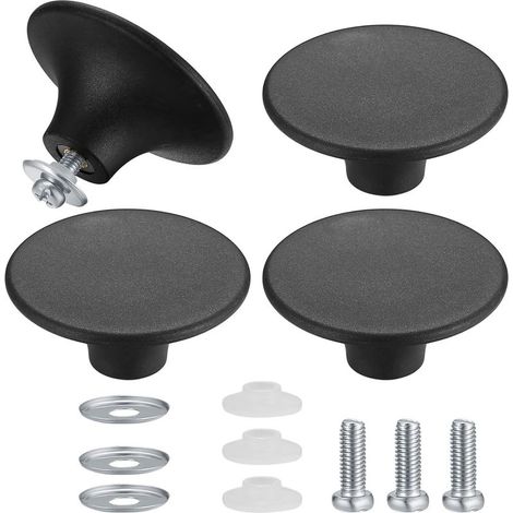 4 Pièces Boutons de Couvercle de Casserole- Noir, Boutons de Couvercle de Pot, Poignée Casserole Universelle de Cuisine en Acier Inoxydable Résistant (1/5)