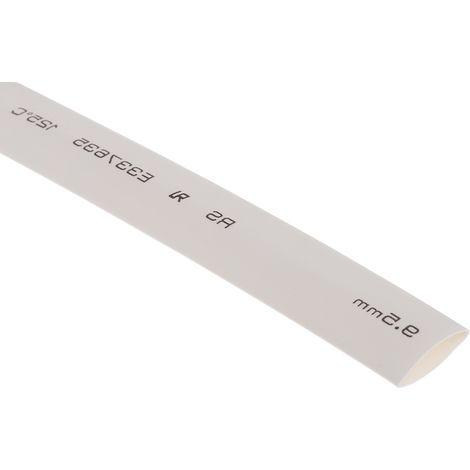 Gaine thermorétractable RS PRO, Dia. 9.5mm Blanc rétreint 2:1, 6m ( Prix pour Bobine de 6 Mètres )