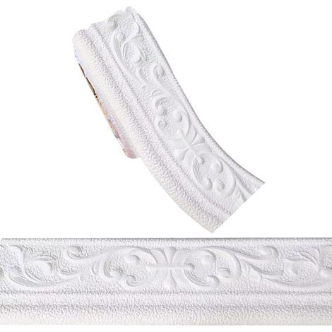 Moulure de Couronne de 90.5x4.73cm Autocollante en Mousse Flexible Blanche (2)D Bordure de Papier Peint Décorative Bordure Murale Plinthe en Mousse Bordure de Miroir Lignes Murales (1/5)