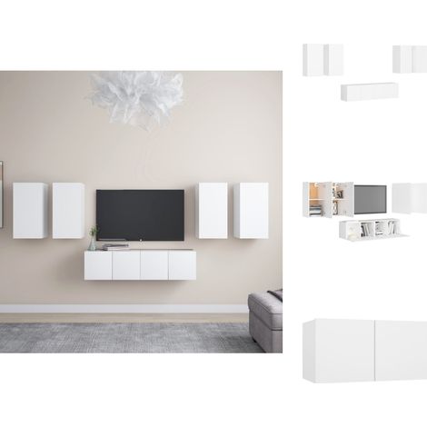 TV-Möbel - Living 6-tlg. TV-Schrank-Set Weiß Holzwerkstoff (1/5)