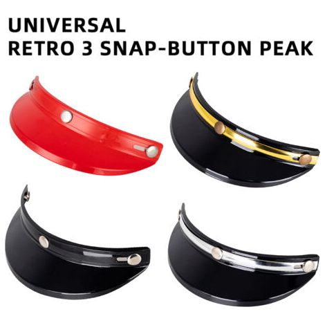 QORVA- Casque Peak Shield 3 boutons-pression visière rabattable vent ouvert visage 3/4 rétro moto pare-soleil protecteur