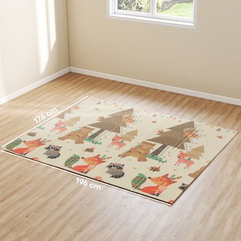 Tapis pour enfants sur le thème de la forêt (convient aux enfants de 0 à 6 ans, imperméable, en matériau XPE multicolore, 196 x 176 x 1,5 cm) (1/5)