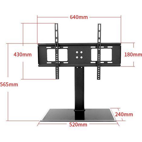 Support mural TV articulé 32-55 pouces TSD800 - pied colonne unique, charge 40 kg, VESA max 200x200, hauteur réglable sur 3 positions (1/3)