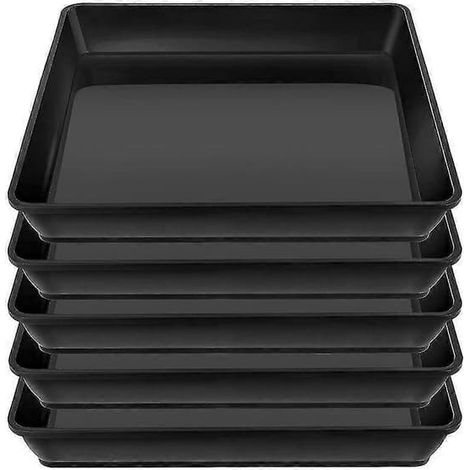 Ecleanfy - Bacs carrés en plastique noir de 30 cm (12 pouces) pour recueillir l'excès d'eau et de terre des pots d'intérieur (1/5)