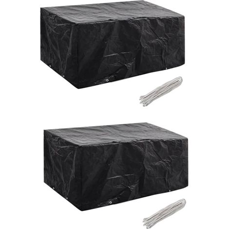 Housses de salon de jardin 2 pcs Rotin 8 œillets 180x140 cm (1/5)