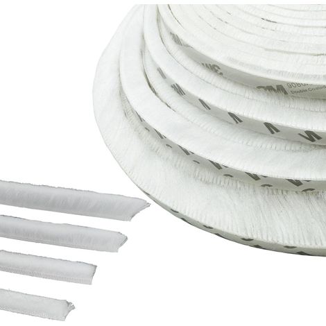Joint Brosse Porte 5M x 9mm x 23mm Blanc - Isolation Phonique & Moustiquaire, Adhésif pour Porte Coulissante