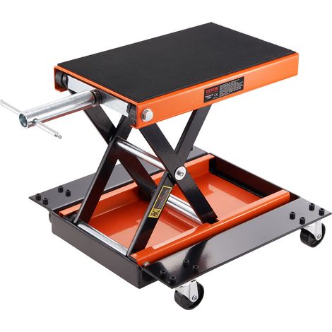 VEVOR Cric de Moto a Ciseaux 500 kg Hauteur de Levage 12-39 cm Pont Elevateur Hydraulique Plate-Forme Antiderapante 37x23 cm Table Elevatrice Moto avec Poignee 13 cm pour Entretien Quad ATV Atelier