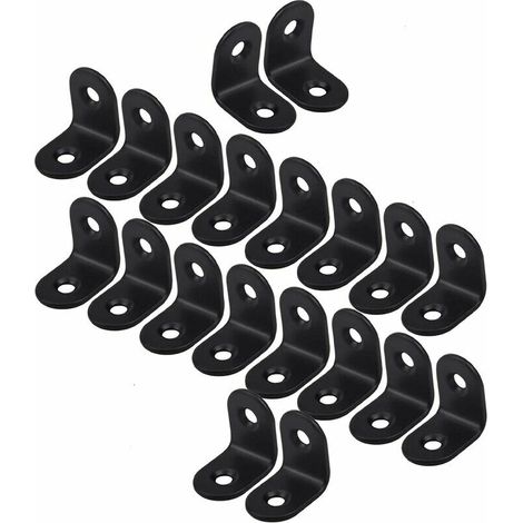 20Pcs Équerre de Fixation Inox, 20x20mm Équerre de Fixation 90 Degrés, Équerre de Fixationà Angle Droit, Armoire, Chaise, Table,Noir (1/5)