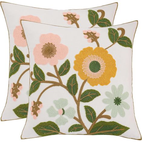 CCYKXA Blumenkissenbezug 45 x 45 cm Gelbe Blumen Dekorativer Kissenbezug für Sofa Wohnzimmer Schlafzimmer Stuhl Garten Heim Sessel Dekoration 2 Stück (1/5)