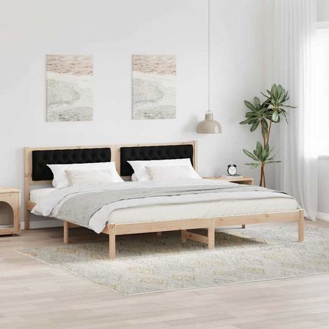 Estructura de cama Negro 200 x 200 cm Madera de pino macizo (1/5)