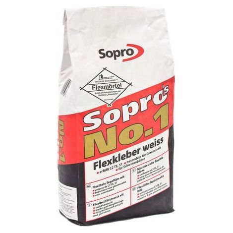 Mortier Colle flex spécial pierre naturelle - Blanc - Sopro's No.1 996 - 5 kg
