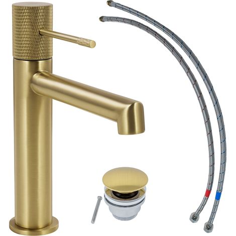 SCHÖNER WOHNEN-Kollektion Waschtischarmatur KADIA M, Wasserhahn geeignet für wandhängende Waschbecken in Ihrem Bad, Mattgold (1/3)