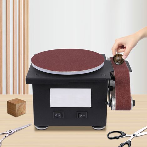 7-Gang Mini-Bandschleifer, Band+Tellerschleifer kleine Spindelschleif Maschine