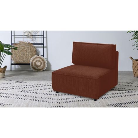 BOBOCHIC - Chauffeuse 1 place pour canapé modulable NIHAD tissu velours côtelé Orange (1/3)