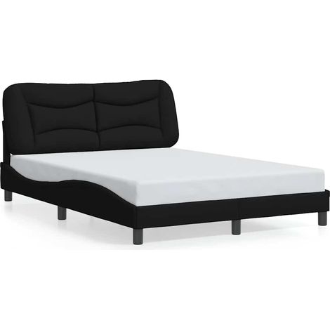 Lit double Lit adulte Cadre de lit sans matelas Hvar noir 140x190 cm tissu (1/5)