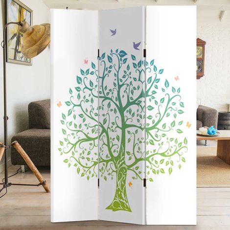 Paravento Separe' 3 Pannelli Con Stampa Fronte Retro Albero della Vita Divisorio (1/3)