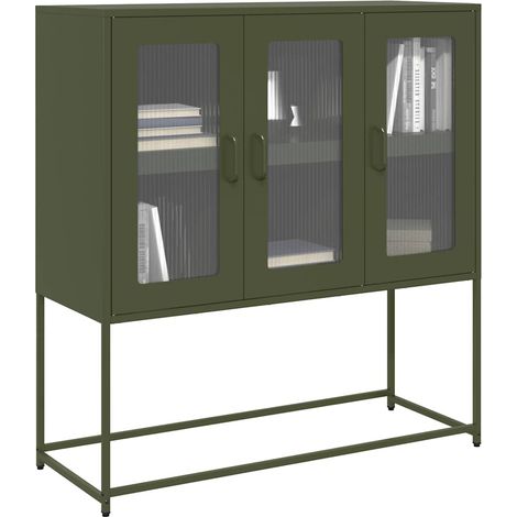 Sideboard Olivgrün 100,5x39x107 cm Kaltgewalzter Stahl (1/5)