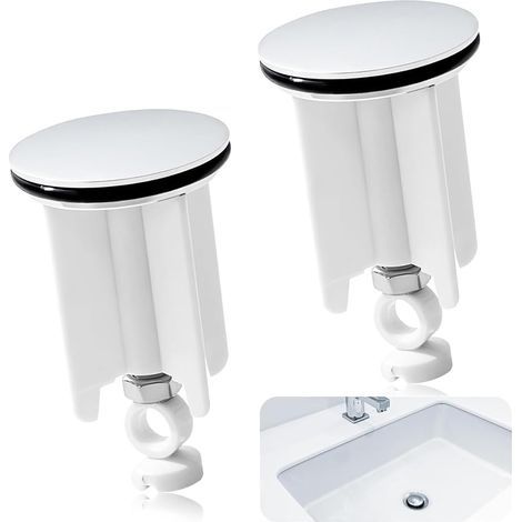 2 Pièces Bouchon de vidange Universel pour lavabo,Bouchon Evier Salle de Bain 40mm,Bonde réglable en Laiton chromé Blanc,Bouchon Baignoire,pour Lavabo,Bidet,Salle Bain,Cuisine (1/5)
