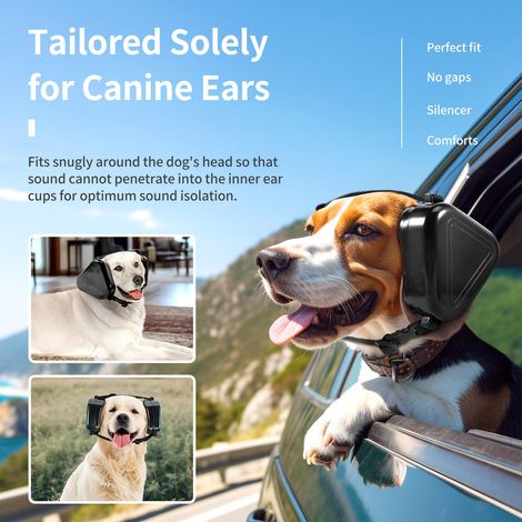 Casque antibruit pour chiens, protection auditive et réduction de l'anxiété - Noir (1/4)