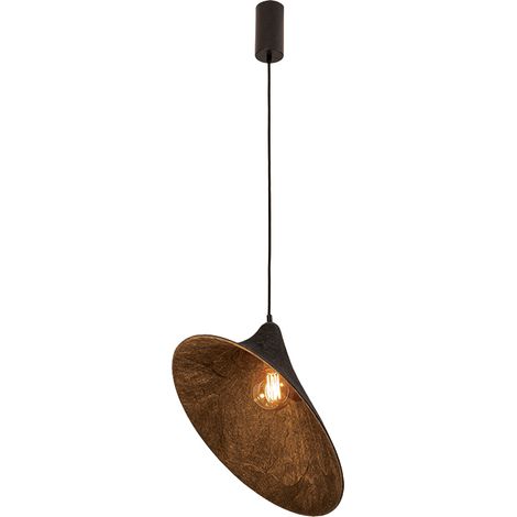 Suspension Luminaire en soie Pour Ampoule LED E27 Noir ZAMBELIS 25174 - Blanc chaud - 3000K