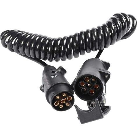 Prise et Fiche de Remorque 7 Broches avec Câble de Rallonge 2m Connecteur pour Remorquage Attelage Caravan Vehicle Accessoires de Camion 7 Voies Type N (1/5)