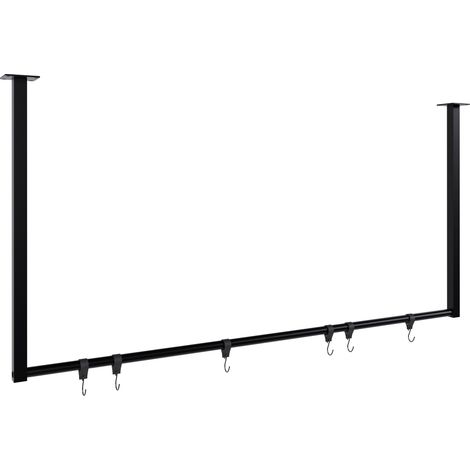 Perchero/barra para colgar ropa con 6 ganchos 120x60 cm acero con recubrimiento de polvo negro 100009014 (1/4)