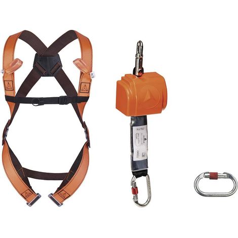 Delta Plus – Kit antichute vertical et horizontal 2,50m – Harnais 2 points d'accrochage – Antichute à rappel automatique – ELARA140GT