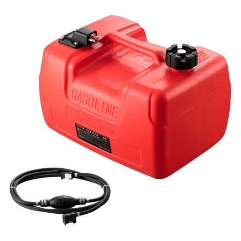 Marine-Kraftstofftank, 12 L, tragbarer Bootstank mit Außenbordmotor, Kunststoff-Außenbord-Kraftstofftank für Marineboote mit Schlauch, leicht zu tragen für Yacht, Fischerboot, Deckboot, rot (1/5)