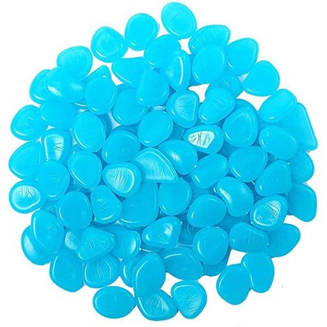 Lot de 200 galets lumineux multicolores pour aquarium, galets fluorescents pour allées, décoration d'extérieur, aquarium, jardin (bleu)