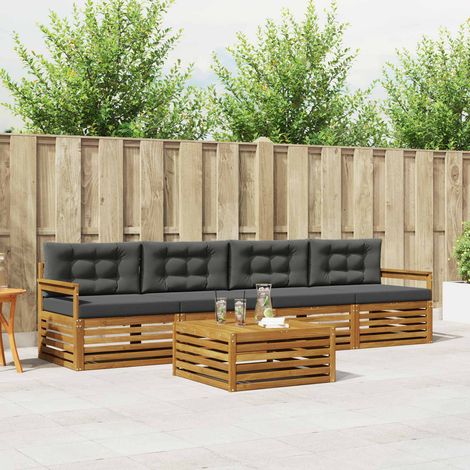 Ensemble de canapés d'extérieur 5 pcs Naturel et Anthracite (1/5)