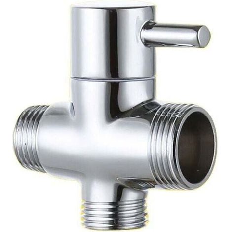 Vanne de dérivation, mâle 20 mm et 25 mm, adaptateur en T pour robinet en laiton chromé, accessoires de robinet de douche de salle de bain, inverseur, vanne d'entrée d'eau mâle à 3 voies (1/4)